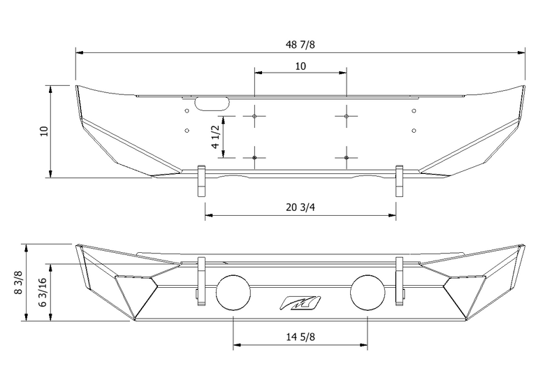Hammer Front Bumper W/Fog Mount for Jeep JK / JKU