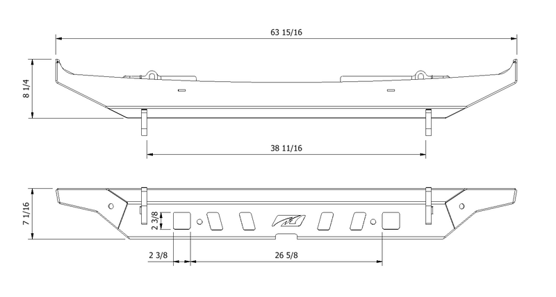 Crusher Rear Bumper w/Light Mounts Without Spare Cutout for Jeep JL
