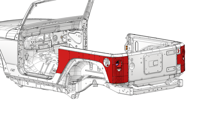 Corner Armor with Tail Light System for Jeep JK 2 Door