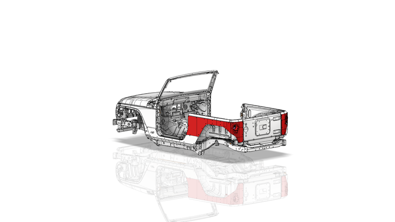 Corner Armor 10" Stretch with Tail Light System for Jeep JK 2 Door - Drop Tailgate