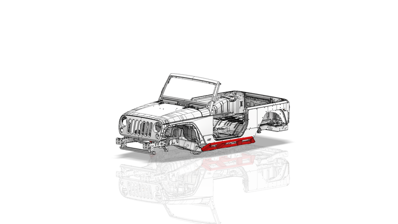 Frame Mounted Stretch Rock Slider - Jeep JK