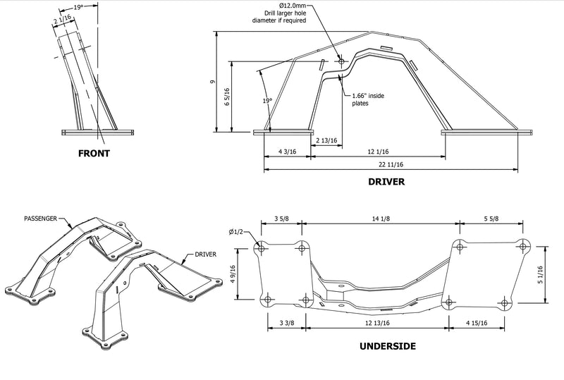 Rear Upper Coil Over Shock Mounts for High Line Fenders