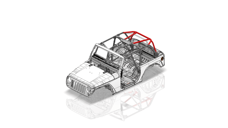Rear Seat Upper Tube Kit Add-On for Jeep JK 2 Door Roll Cage System