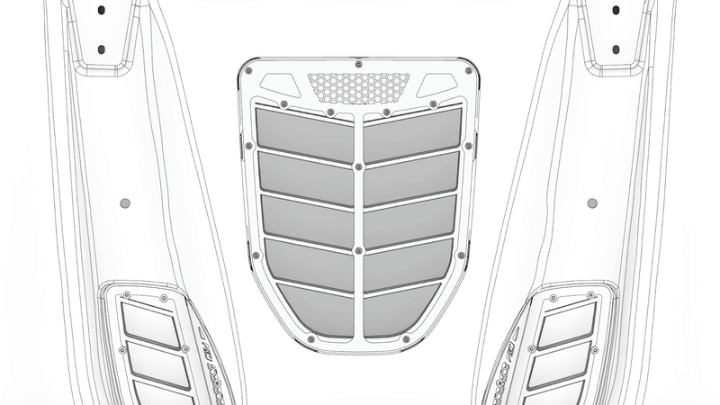 Motobilt Center Hood Vent: Rock Monster USA JK Hood Compatible