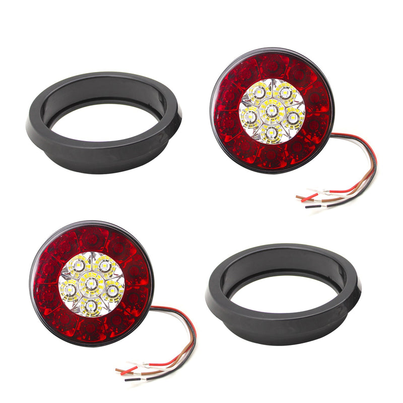 4’’ Inch Round LED Multi-Purpose Taillights w/ Rubber Grommets