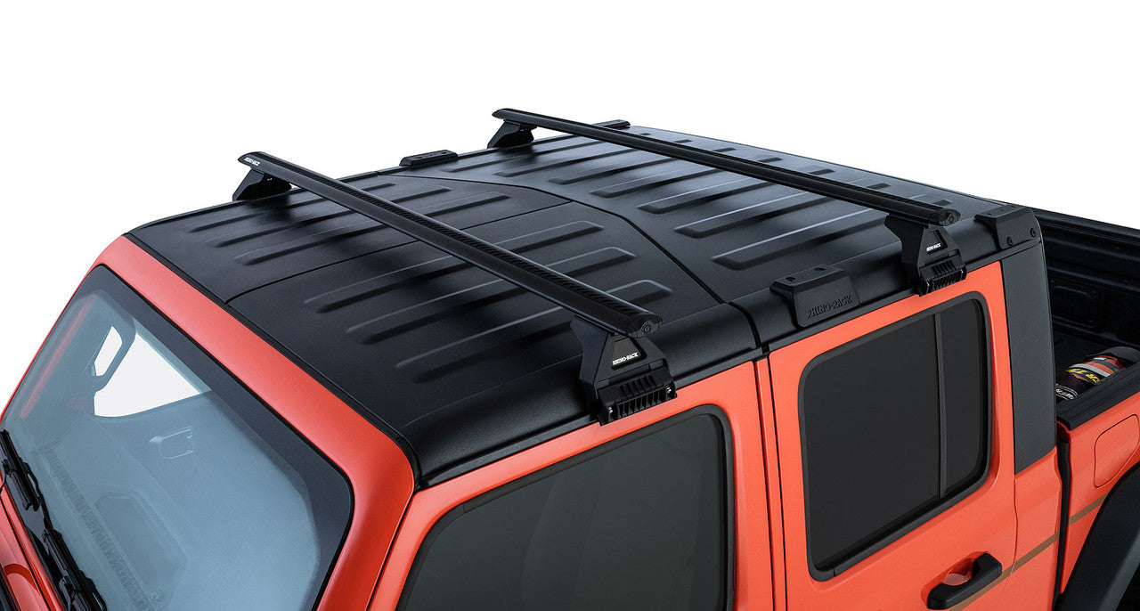 Rhino-Rack 20-21 Jeep Gladiator 4 Door Pick Up Vortex RL110 2 Bar Roof Rack - Black