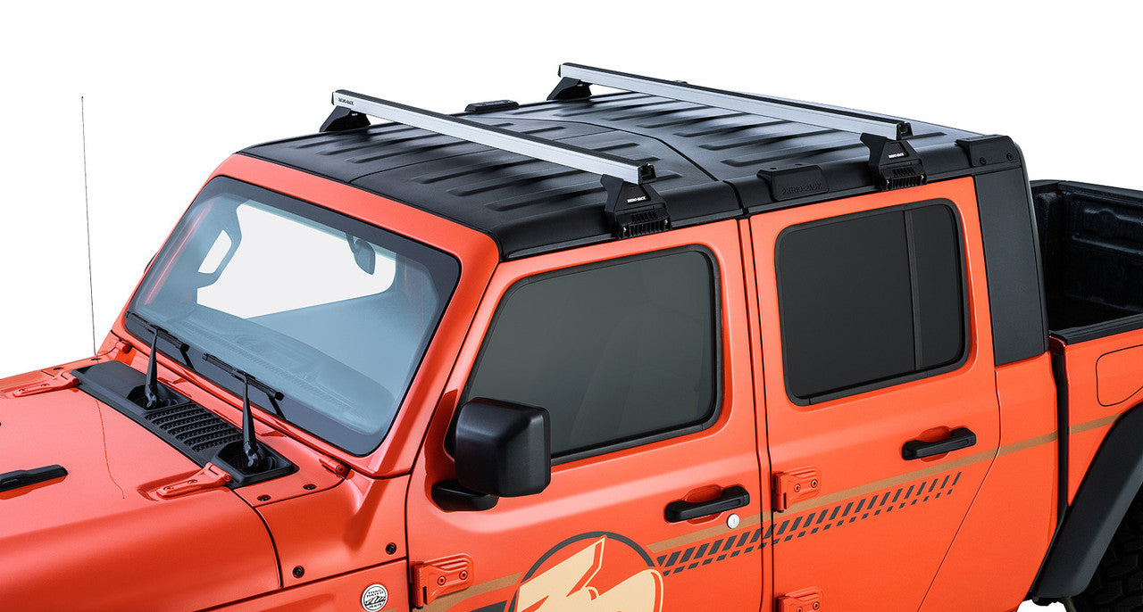 Rhino-Rack 20-21 Jeep Gladiator 4 Door Pick Up Heavy Duty RL110 2 Bar Roof Rack - Black