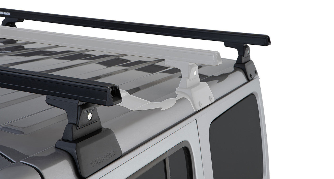 Rhino-Rack 18-21 Jeep Wrangler 4 Door SUV Heavy Duty RLT600 3 Bar Backbone Roof Rack - Black