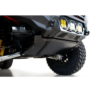 Close up of truck with bumper attached - Addictive Desert Designs skid plate for Ford Bronco Bomber.