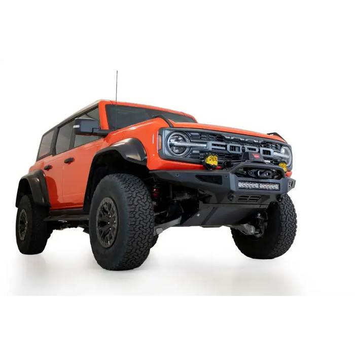 Red truck with black bumper, Rock Fighter skid plate for Ford Bronco Raptor