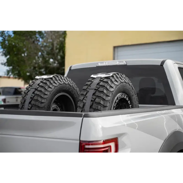 Addictive Desert Designs Universal Tire Carrier with Two Tires on Back