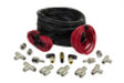 Black and red hose and fittings in air lift 4-way manual control system - installation instructions