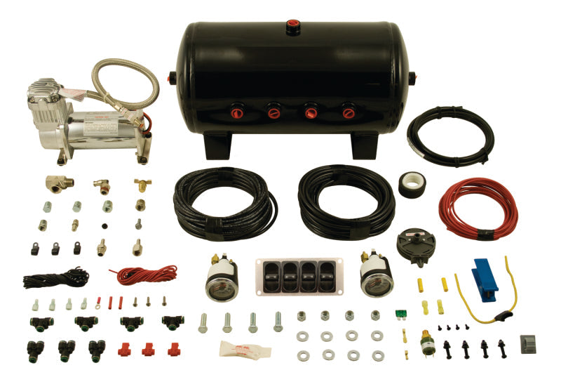 Air lift 4-way manual control system with compressor, hose, and parts