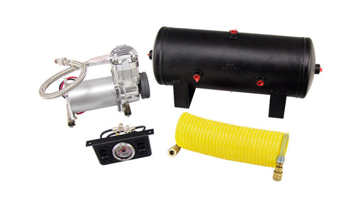 Air lift double quickshot compressor system with dual path black tank and yellow hoses