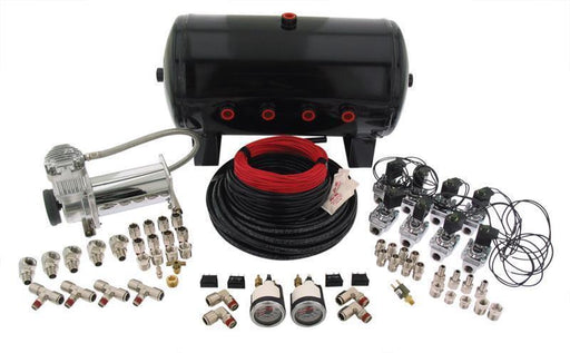 Air lift fitting pack with black air compressor kit and hose