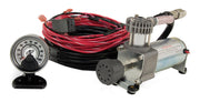 Close up of heavy duty air lift compressor with gauge and cable