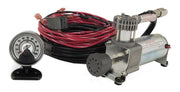 Close up of heavy duty compressor with gauge and cable for air springs