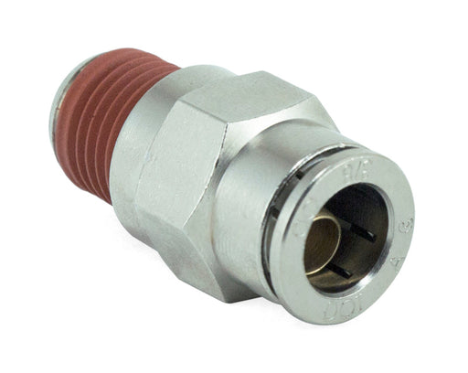 Air lift straight male 1/4in npt x 3/8 tube with red rubber cap
