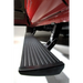 Black amp research powerstep for toyota 4runner with side step and red truck.