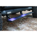 AMP Research black Jeep JT Gladiator PowerStep XL with blue LED - front bumper plate zoomed in