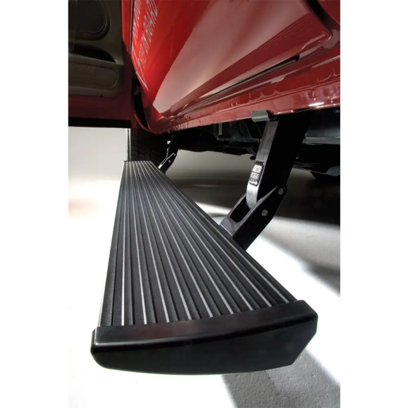 AMP Research 2016-2017 Toyota Tacoma Double Cab/Access PowerStep - Black with black side step.