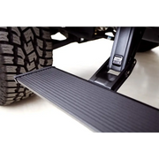AMP Research PowerStep Xtreme Black truck with tire close up.