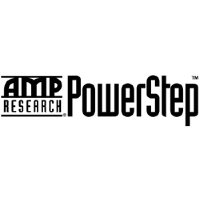 AMP Research PowerStep Logo on Black PowerStep for Chevrolet Silverado, GMC Sierra, and Cadillac Escalade
