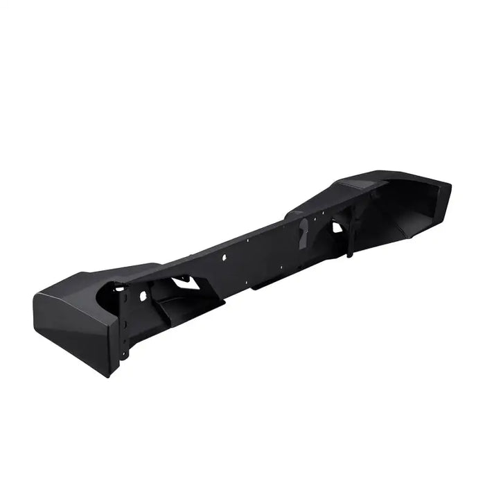 Black plastic bracket for wall mounted tv displayed in ARB jeep gladiator rear bumper.