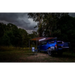 Blue van parked under dark sky in woods next to ARB Awning w/Light 6.5ft x 8.2ft