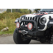 White Jeep with red and black stripe on ARB Bar Jl T/Stubby.