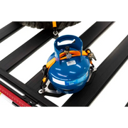 Blue and yellow gas bottle holder for ARB BASE Rack with handle