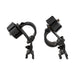 Pair of black metal clamps in arb base rack shovel holder product