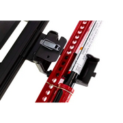 ARB Baserack Hi-Lift Jack Holder with red and black metal door latch