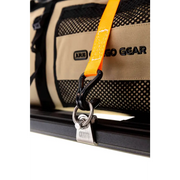 Close up of luggage tag on ARB Baserack Tie Down.