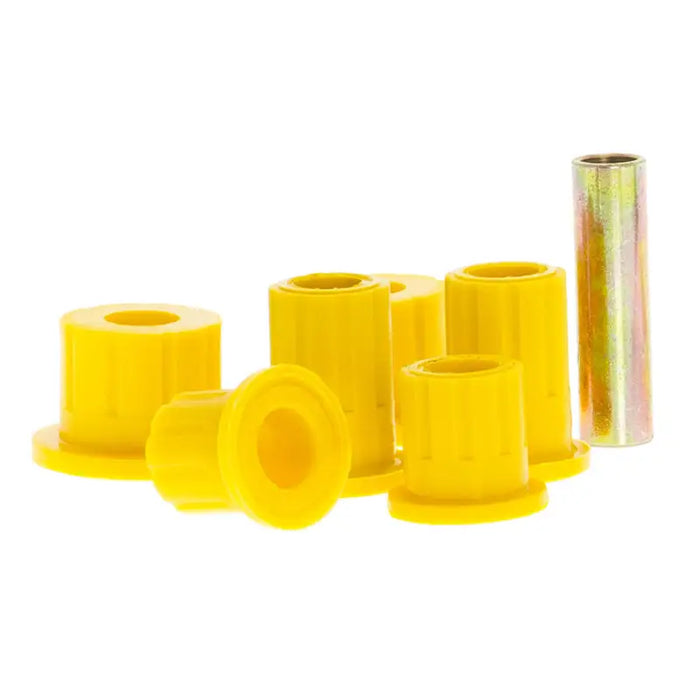 Close up of yellow bushings on white background, ARB Bush Kit Hilux 05On.