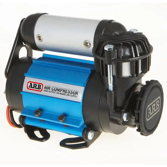 Blue ARB air compressor on white background, product ARB Compressor Mdm Air Locker 24V