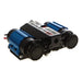 Blue and black toy car with white background displayed next to ARB Compressor Twin 24V