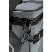 ARB Cooler Bag Charcoal with Red Highlights - Back view of grey and black backpack holding 22 cans.