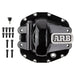 Black aluminum front brake mount for Honda TRX 250 displayed in ARB Differential Cover for Jeep JL Rubicon Front.