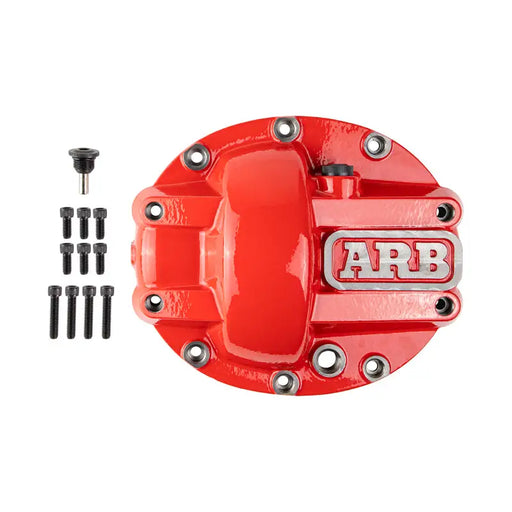ARB Performance Products red aluminum billet cap for GMC displayed in ARB Diff Cover D35.