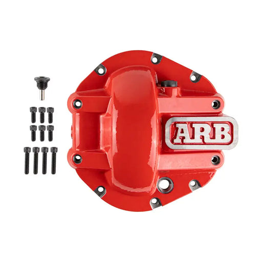 ARB Racing Red Aluminum Billet Cover for Ford 6 Bolt - ARB Diff Cover D44, ideal for Jeep Wrangler & Ford Bronco.