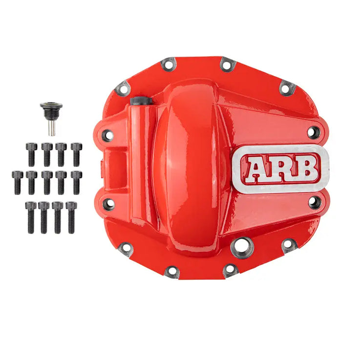 A&B Performance Front Brake Cover - Red for 05-14 GT on ARB Diff Cover JL Rubicon or Sport M220 Rear Axle