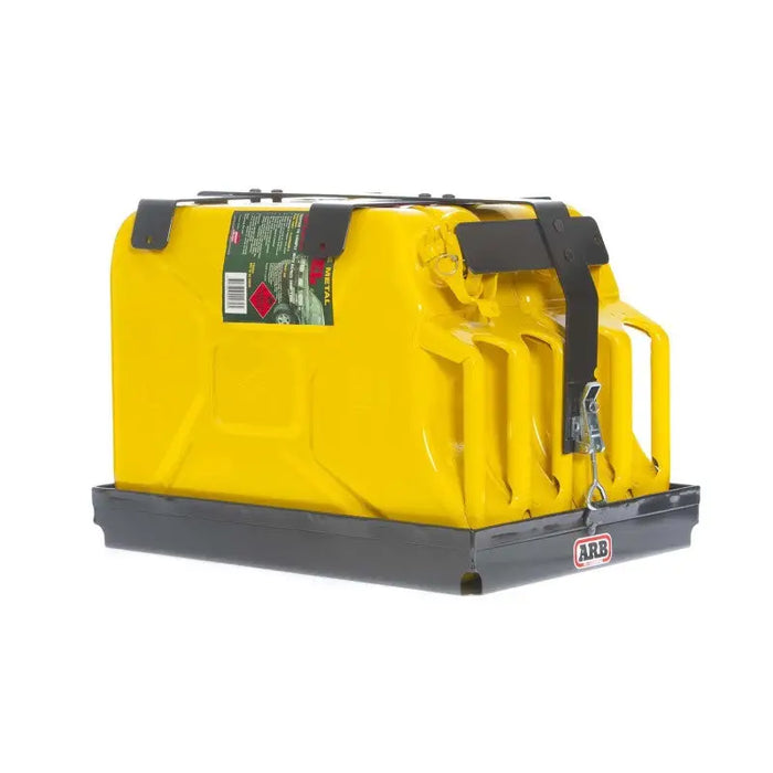 Yellow portable electric jacking machine with arb double j/can/holder r/rack for jeep wrangler.