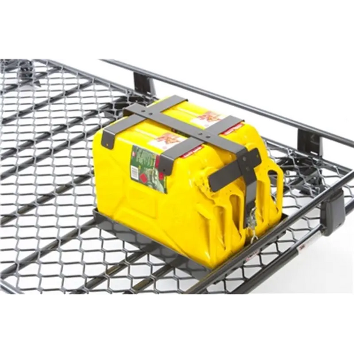 Yellow box on metal rack - arb double j/can/holder r/rack for jeep wrangler