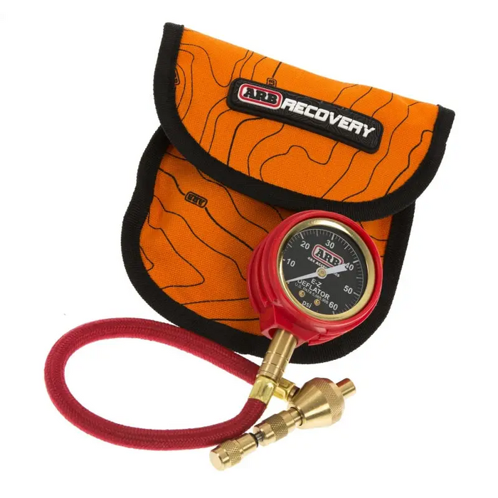 Close-up of ARB E-Z Deflator Kit Psi Gauge with bag on pressure gauge