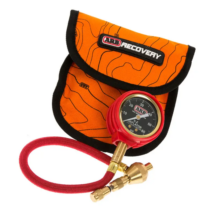 Close up of ARB E-Z Deflator Kit Psi Gauge with bag on it