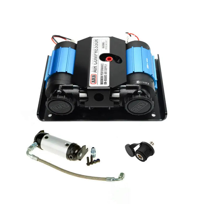 ARB Ford Bronco Twin 12V Onboard Compressor Kit battery box with white background