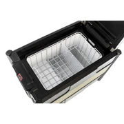 Black and white dishwasher basket inside ARB Fridge 47 Quart Zero B Plug.