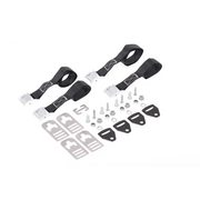 ARB Fridge Tie Down Kit Elements 63Q for Jeep Wrangler and Ford Bronco - Front and rear suspensions of a white car.