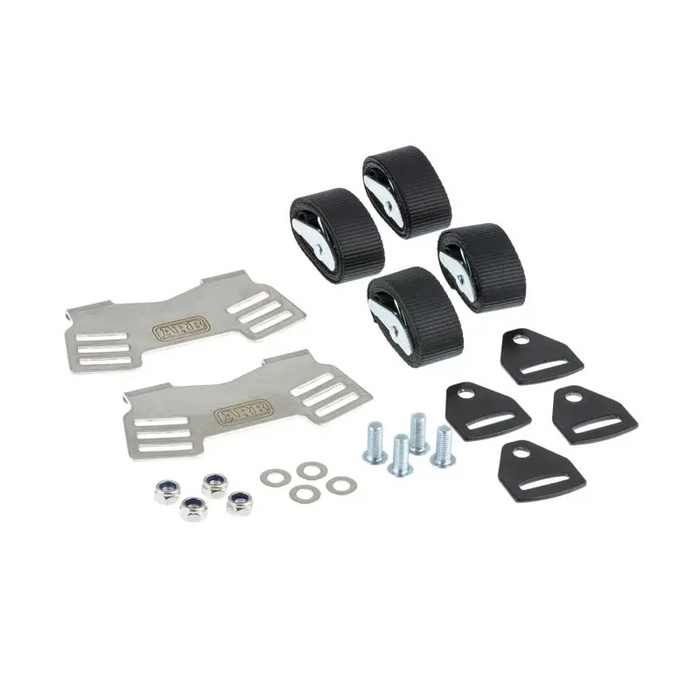 Close up of black wheels and bolts in ARB Fridge Tiedown Kit - ideal for Jeep Wrangler & Ford Bronco